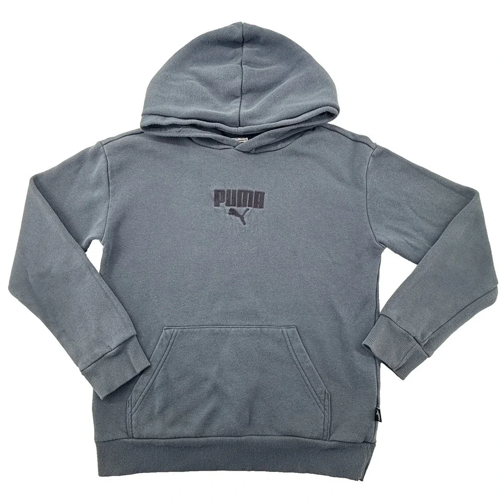 Puma Hoodie‎ Youth Large Blue Pullover Sweatshirt Logo Kids 14/16 Fits Womens XS